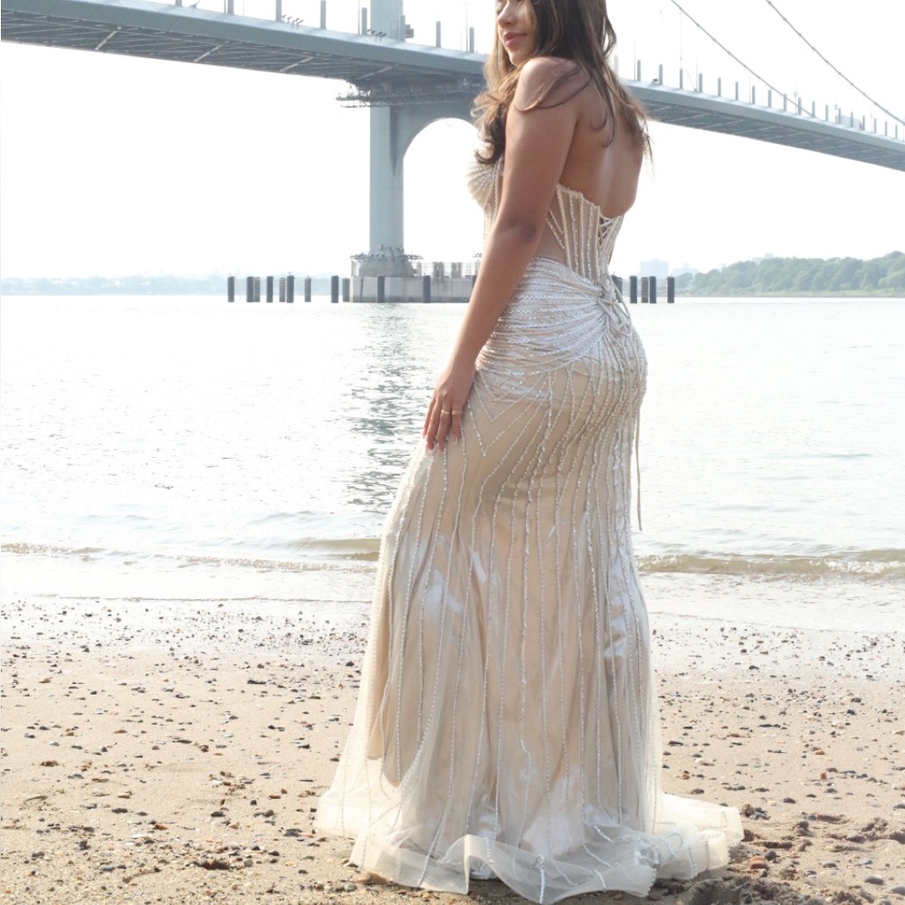 Elegant Platinum Evening Gown